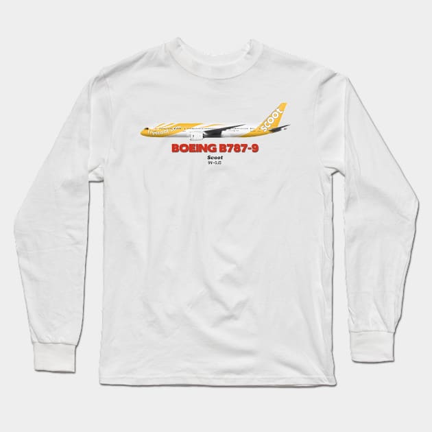 Boeing B787-9 - Scoot Long Sleeve T-Shirt by TheArtofFlying